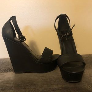 Black Strappy Wedges